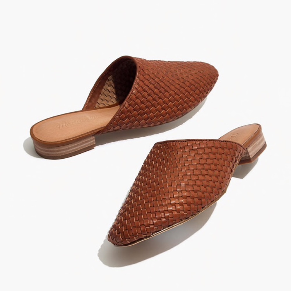 Madewell Cassidy Woven Brown Leather Mule sz 7.5